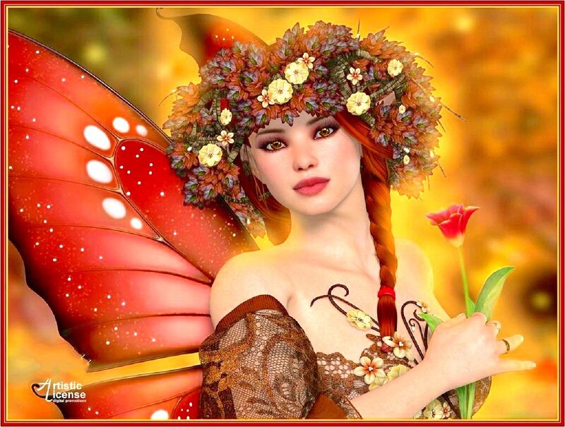 Fairy with Red Wings — Serene, Autumn