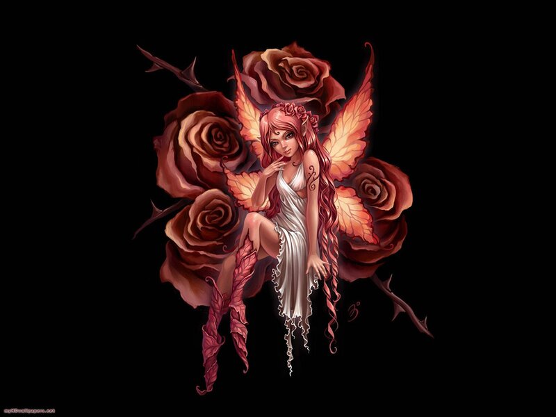 Fairy with Roses — Black