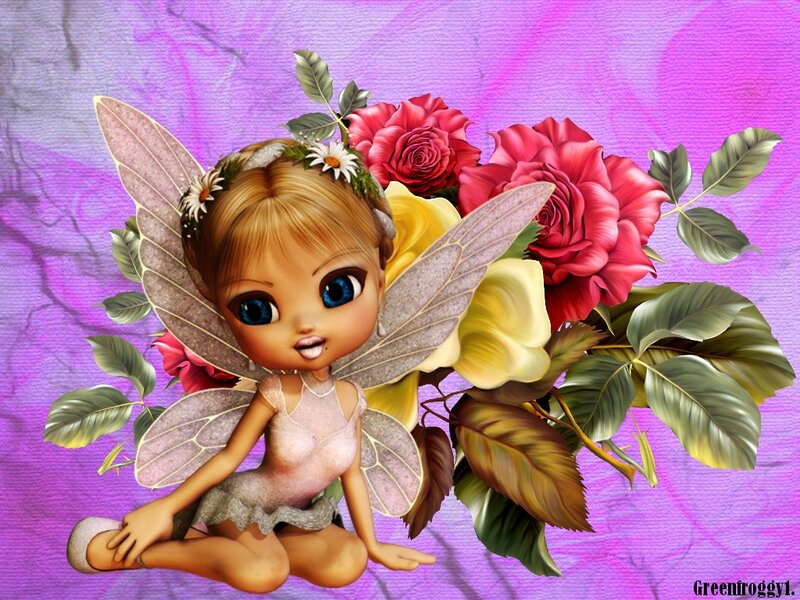 Fairy with Roses — Purple, Whimsical