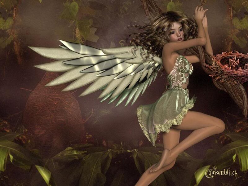 Fairy with Silver Wings — Green