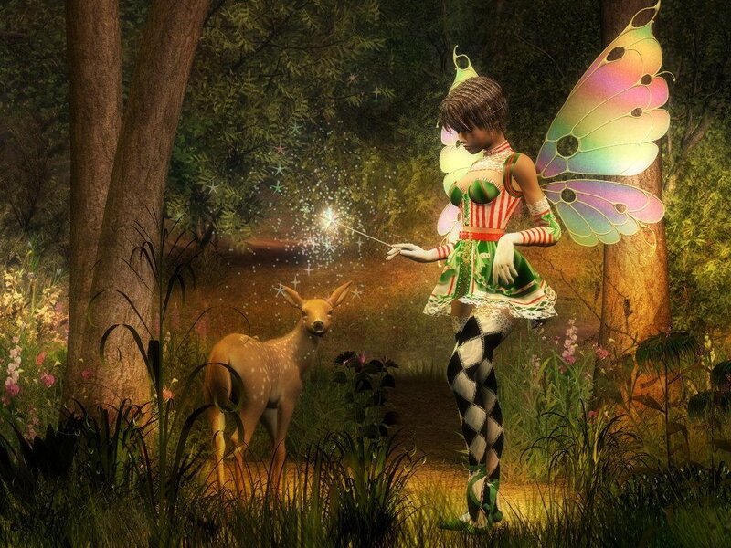 fairy with sparkler in forest