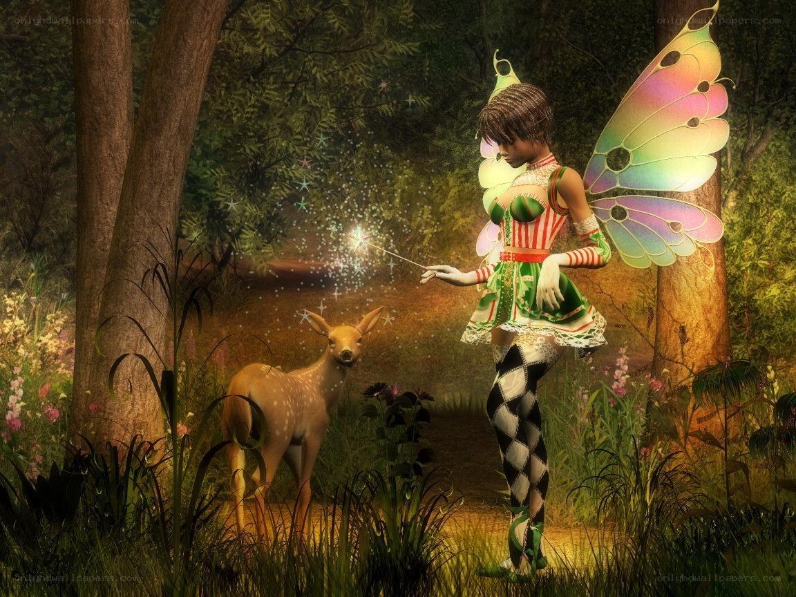 fairy with sparkler in forest