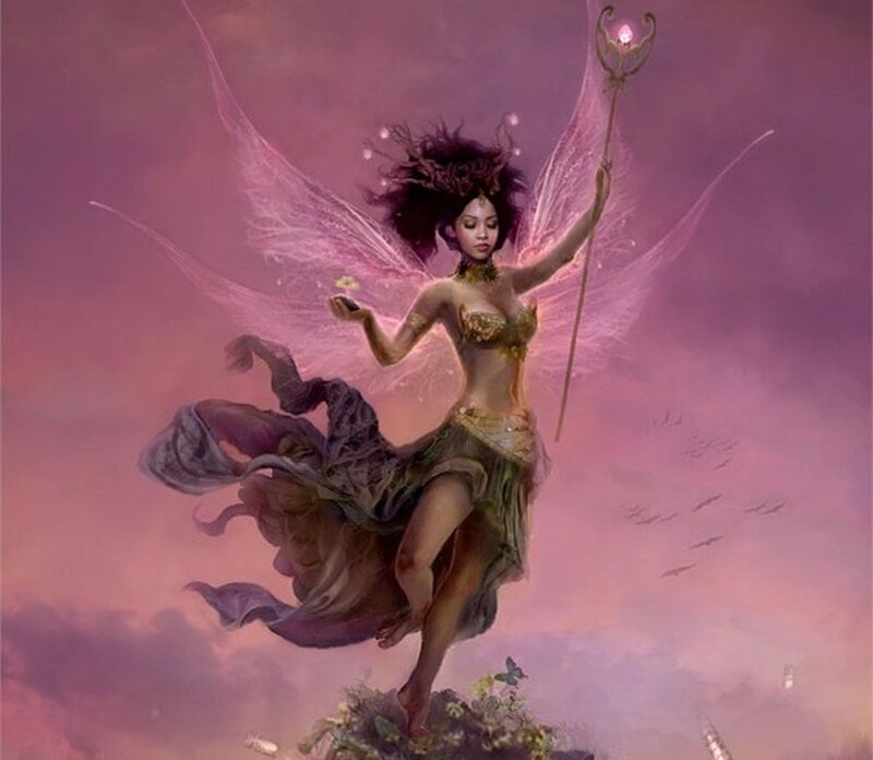 fairy with staff and wings
