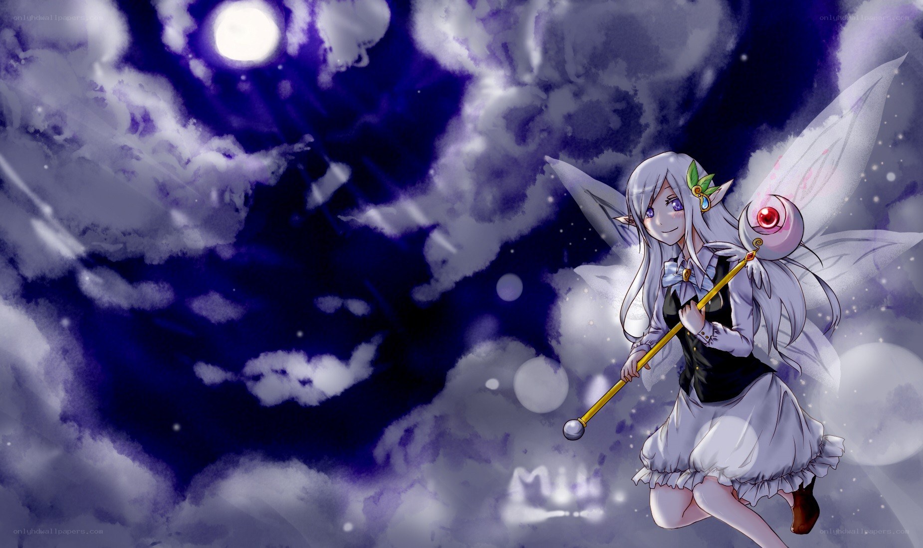 fairy with staff in night sky