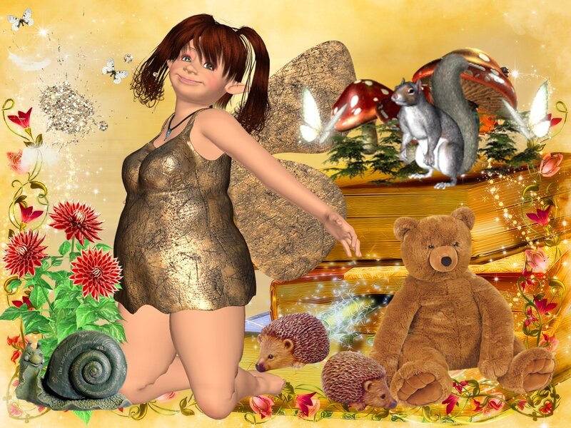 Fairy with Stuffed Bear