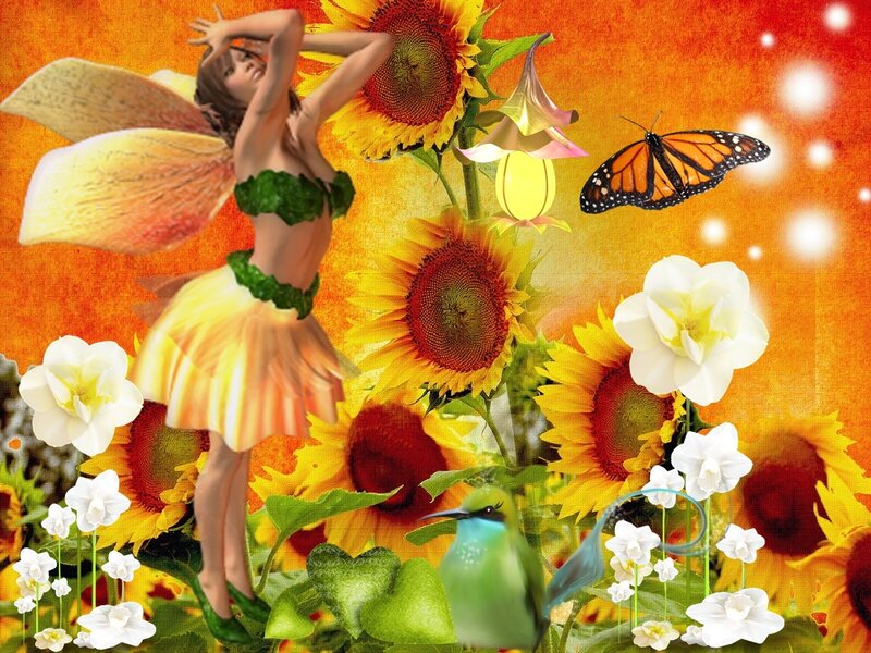 Fairy with Sunflowers — Orange