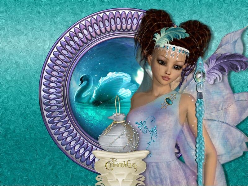 fairy with swan mirror