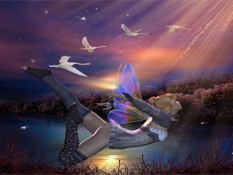Fairy with Swans