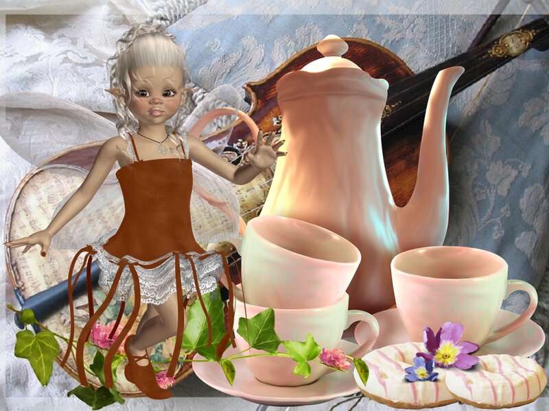 Fairy with Tea Set — Pink