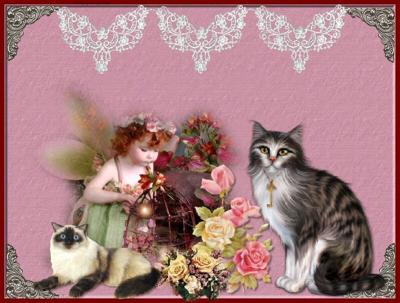 Fairy with Two Cats