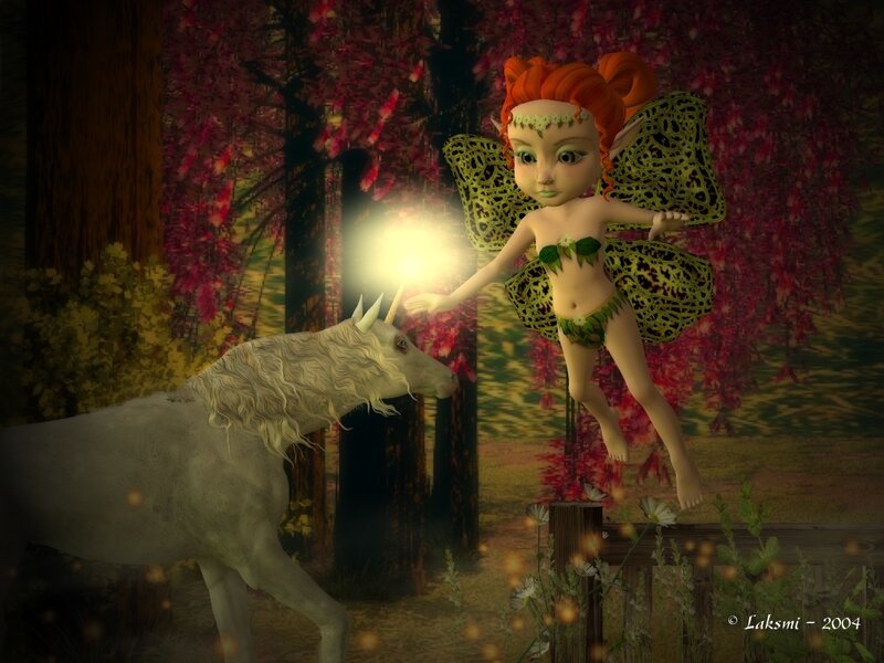 Fairy with Unicorn — Green, Magical
