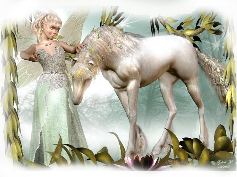 Fairy with Unicorn — Green