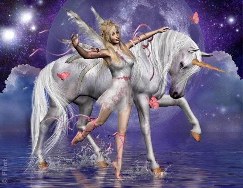 Fairy with Unicorn — Purple, Fantasy