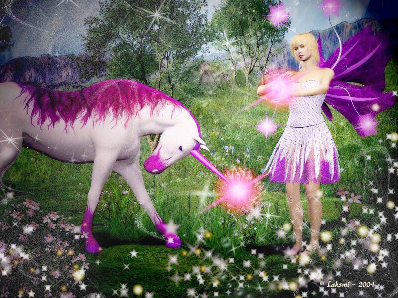 Fairy with Unicorn — Purple, Magical