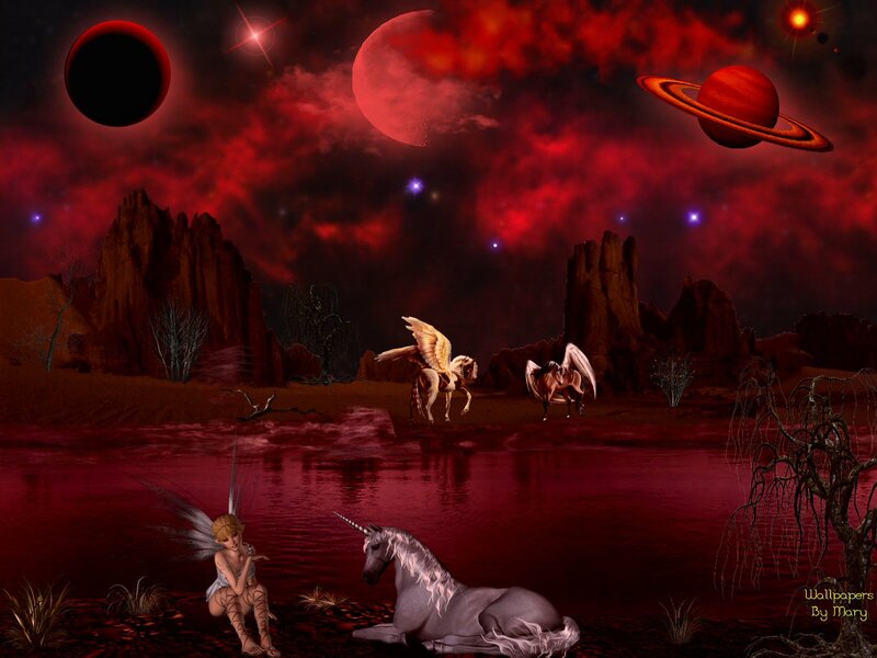 Fairy with Unicorn — Red