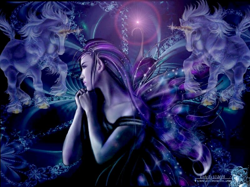 Fairy with Unicorns — Purple, Fantasy