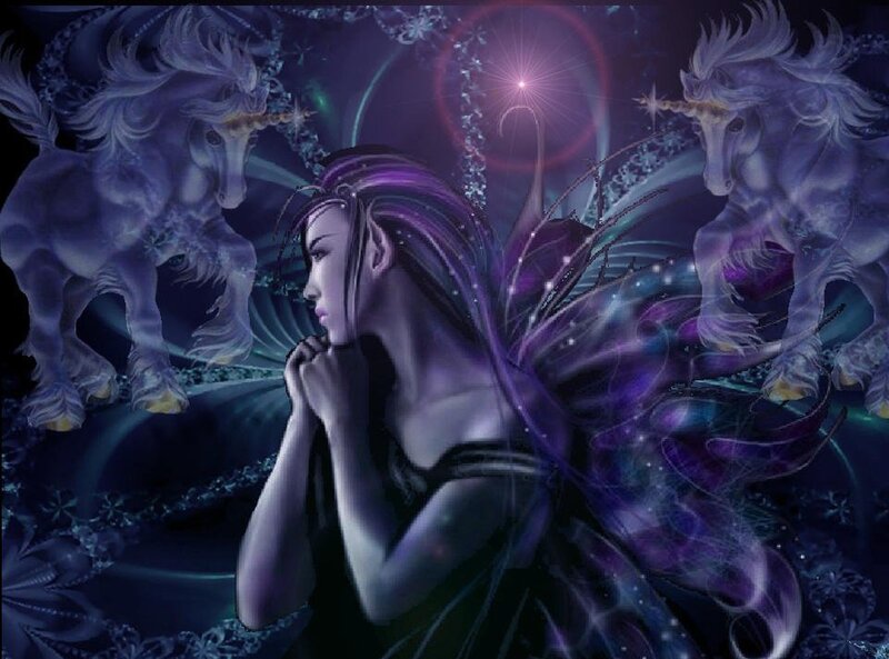 Fairy with Unicorns — Purple, Mystical