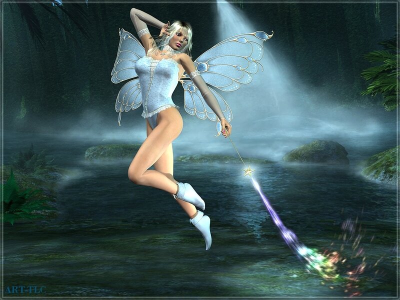 Fairy with Wand — Blue, Serene
