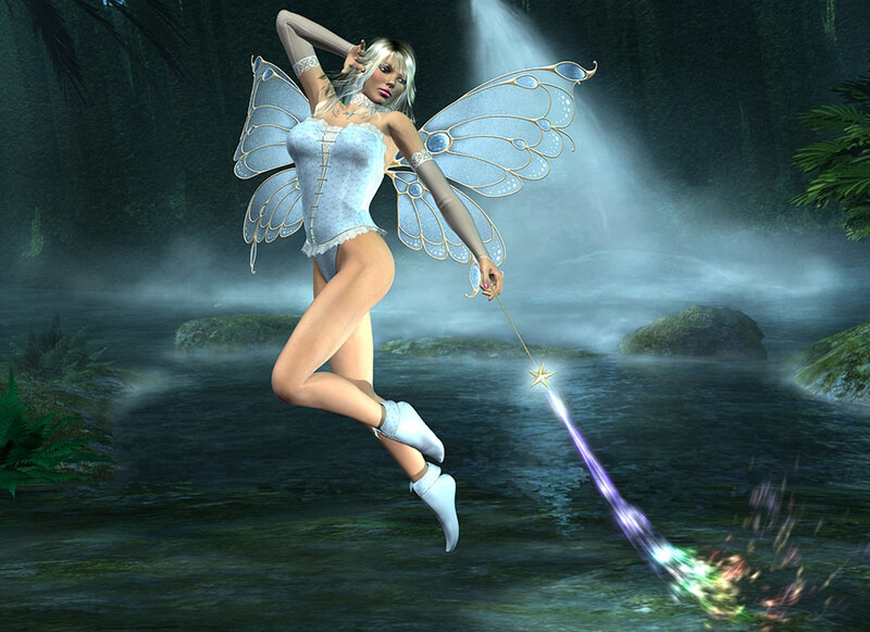 Fairy with Wand — Blue