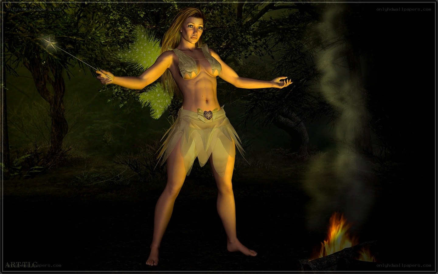 fairy with wand in forest
