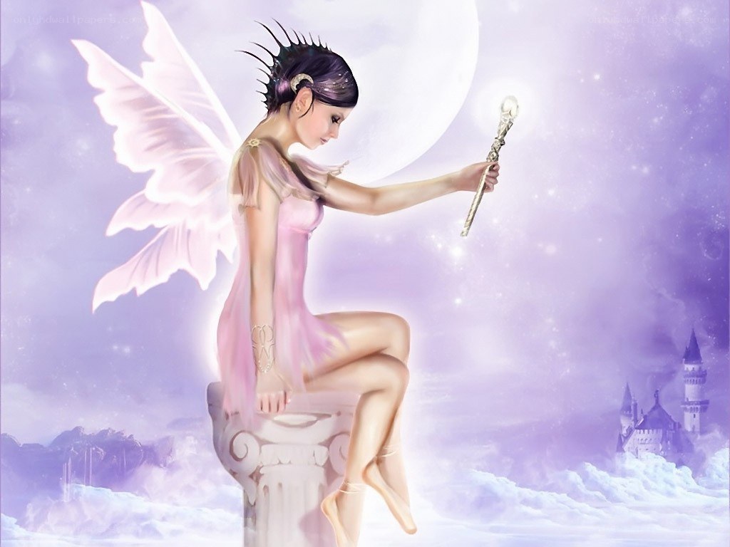 fairy with wand on pillar