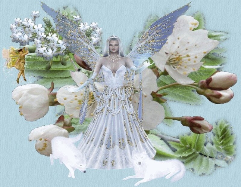 fairy with white flowers
