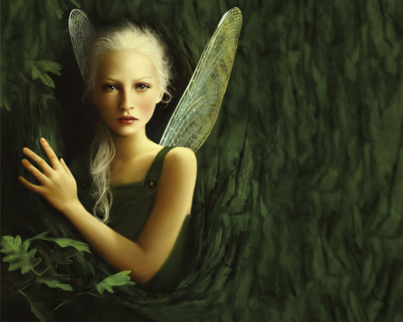 Fairy with White Hair — Green