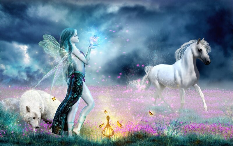 Fairy with White Horse — Purple