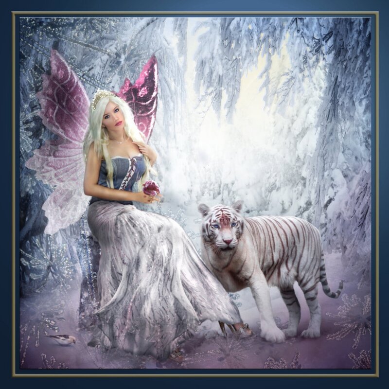 Fairy with White Tiger — Fantasy