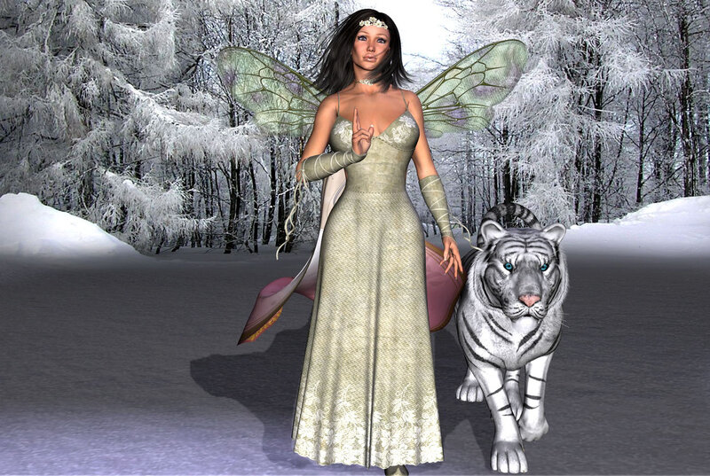 Fairy with White Tiger — Serene