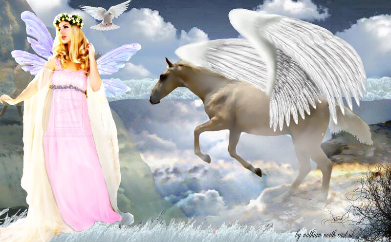 Fairy with Winged Horse — Pink
