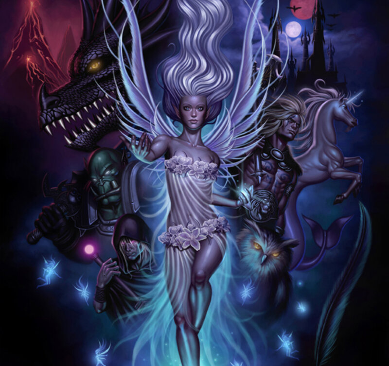 Fairy with Wings and Dragon