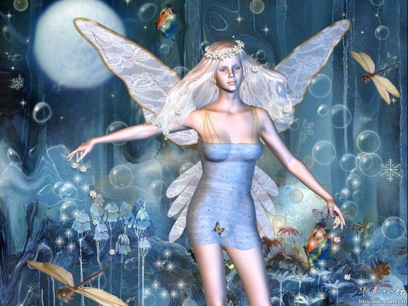 Fairy with Wings — Blue, Dreamy, Night