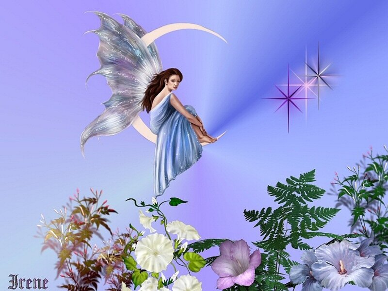 Fairy with Wings — Blue, Serene, Night, Digital Art