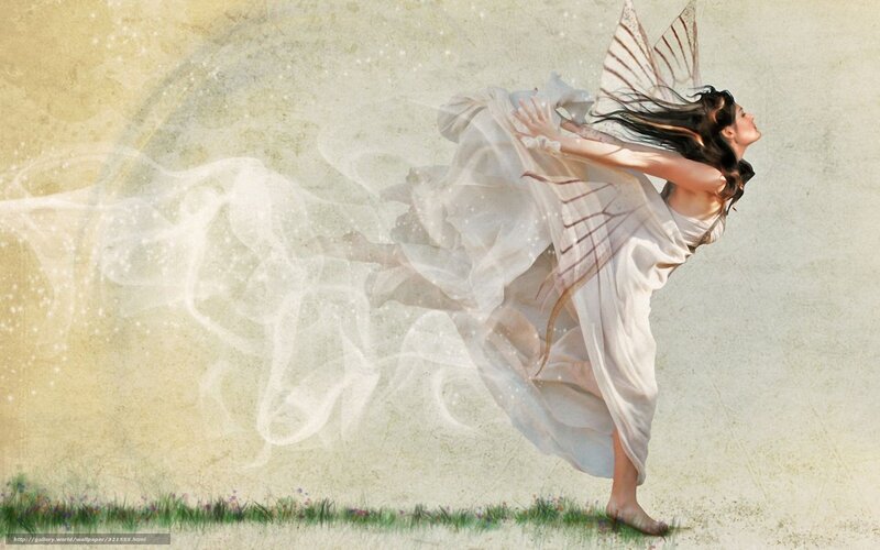 Fairy with Wings Dancing — White