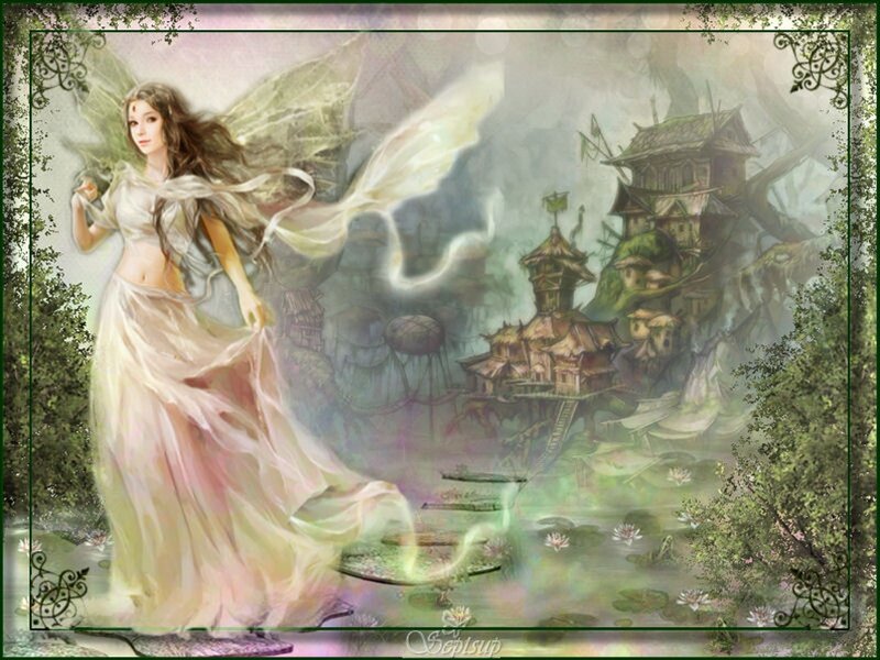 Fairy with Wings — Green, Serene, Digital Art, Treehouse