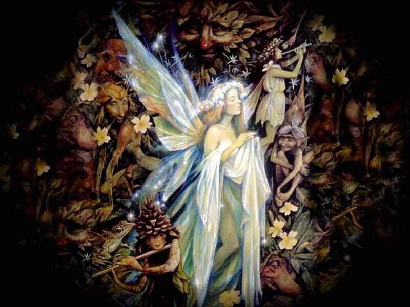 Fairy with Wings in Forest — White