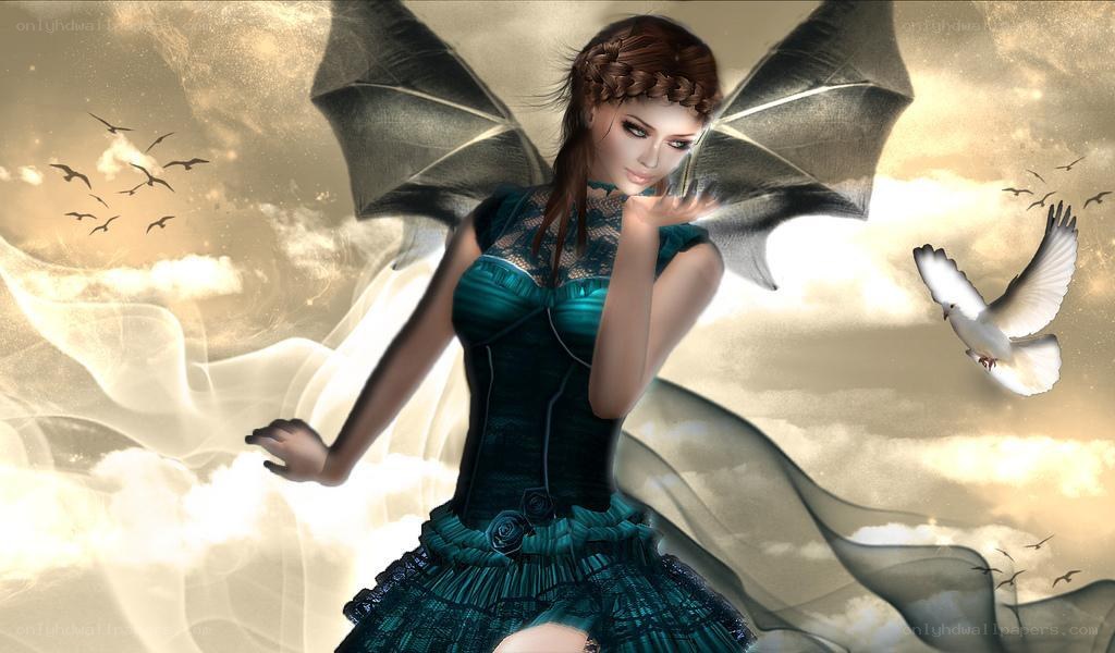 fairy with wings in sky