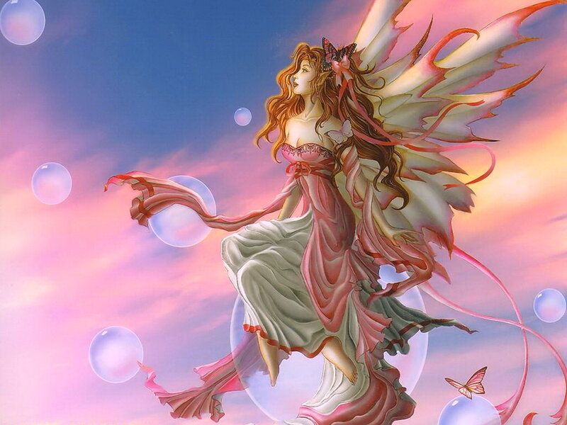 Fairy with Wings — Pink, Serene, Sunset