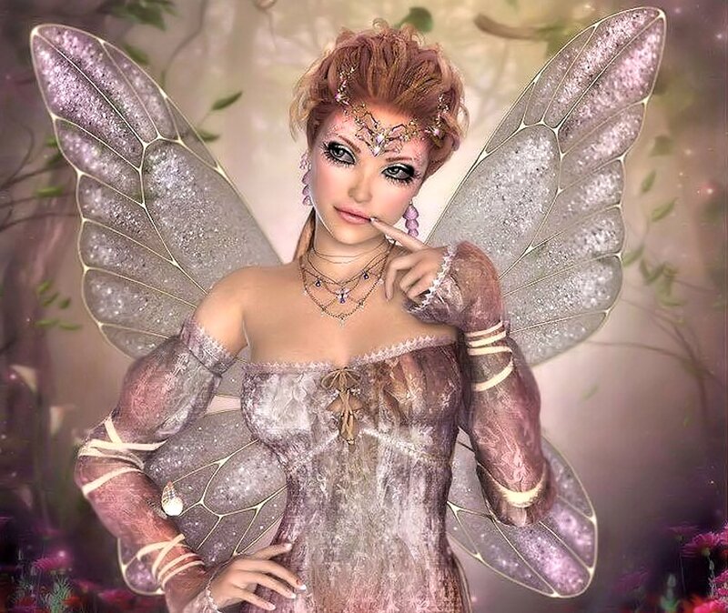 Fairy with Wings — Purple, Fantasy, Digital Art