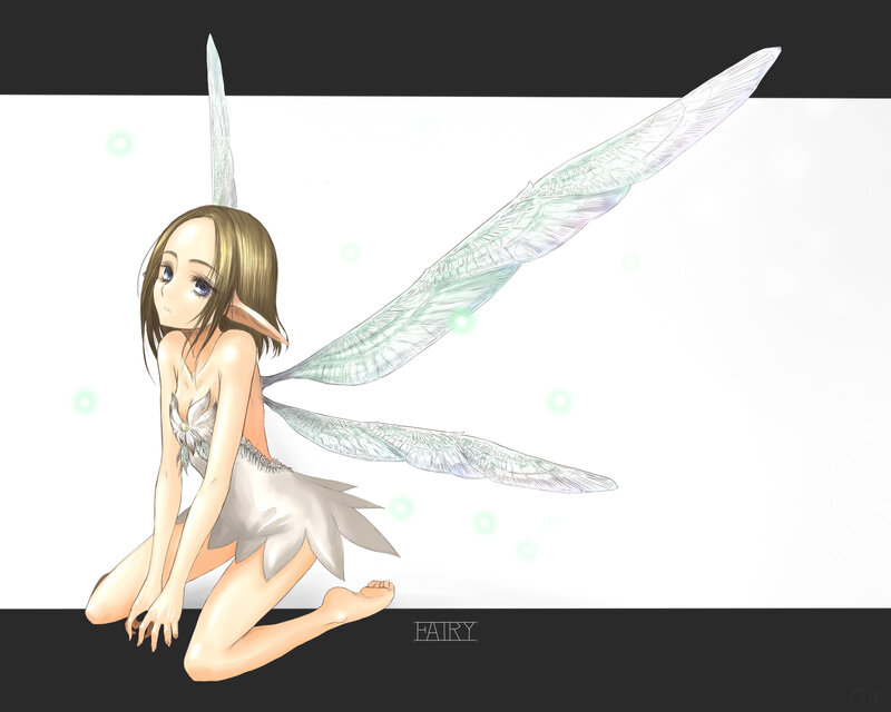 Fairy with Wings — White, Serene, Digital Art, Ears
