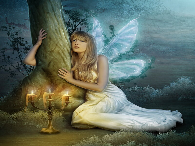 Fairy with Wings — White, Serene, Night