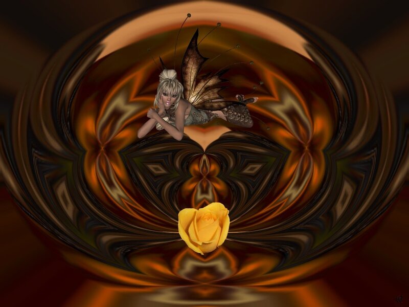 Fairy with yellow rose