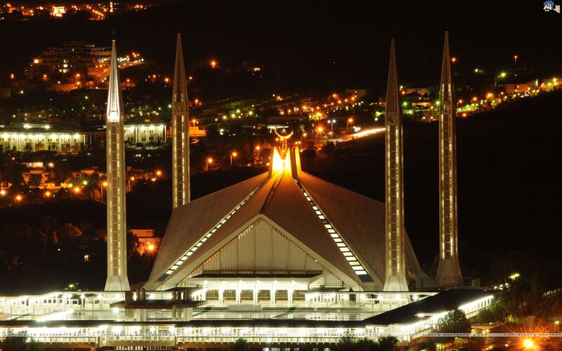 Faisal Mosque at night