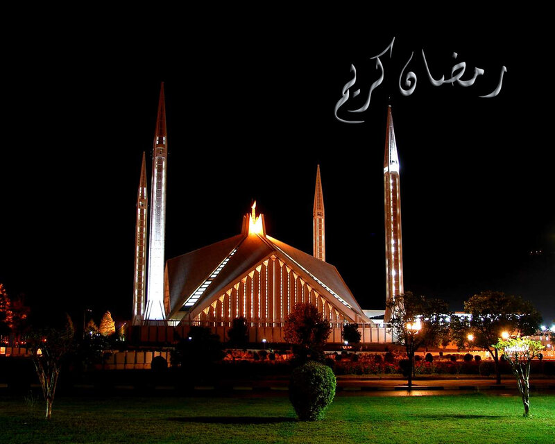 Faisal Mosque at Night — Black