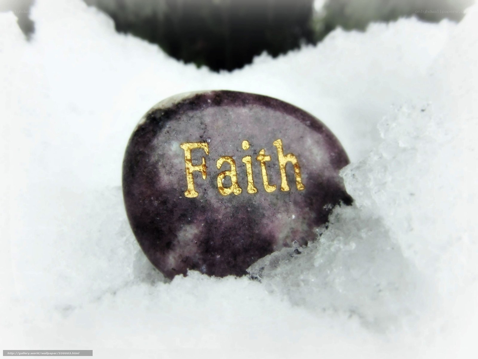 Faith stone in snow