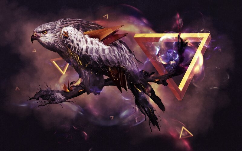 Falcon with Geometric Shapes