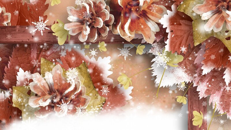 Fall Leaves with Snowflakes