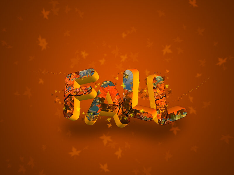 Fall text with autumn leaves