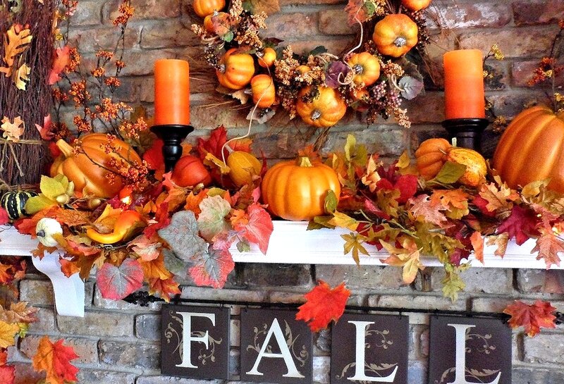 Fall-themed Mantel Decoration